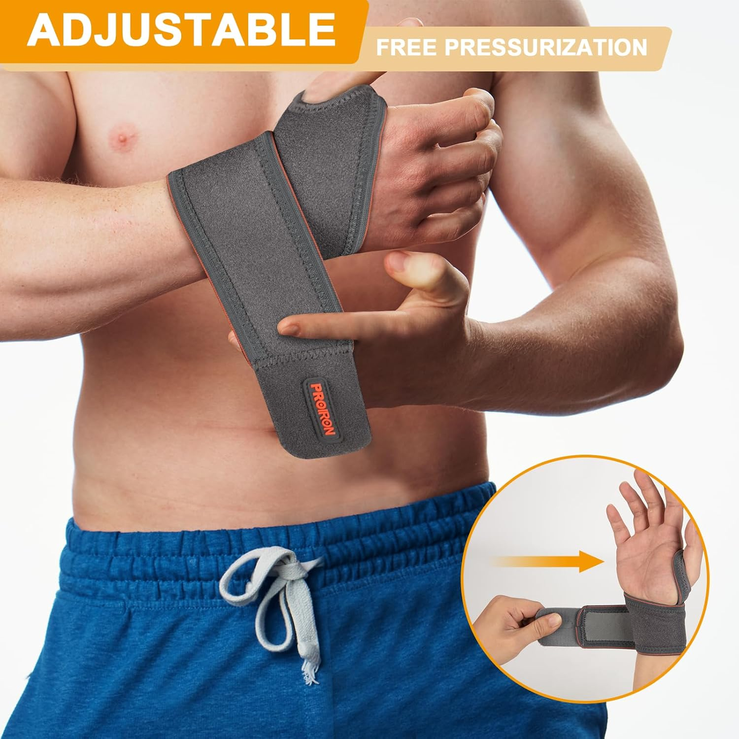 PROIRON Wrist Supprot Wrist Compression Strap and Wrist Brace Sport for Fitness, Weightlifting, Tendonitis, Carpal Tunnel Arthritis, Pain Relief-Wear Anywhere-Adjustable (Single/Pair) image number 2