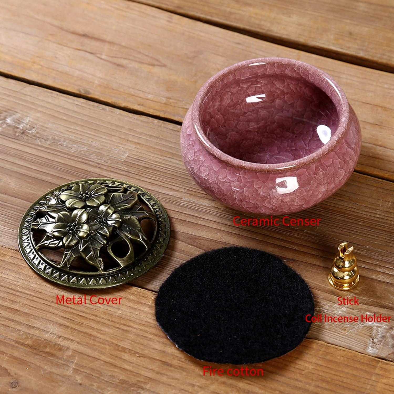 Censer Sky Blue Incense Burner with Calabash Incense Stick Holder - Porcelain Charcoal Censer for Use with Resin Granular Powder Cone or Coil Incense (Violet) image number 2