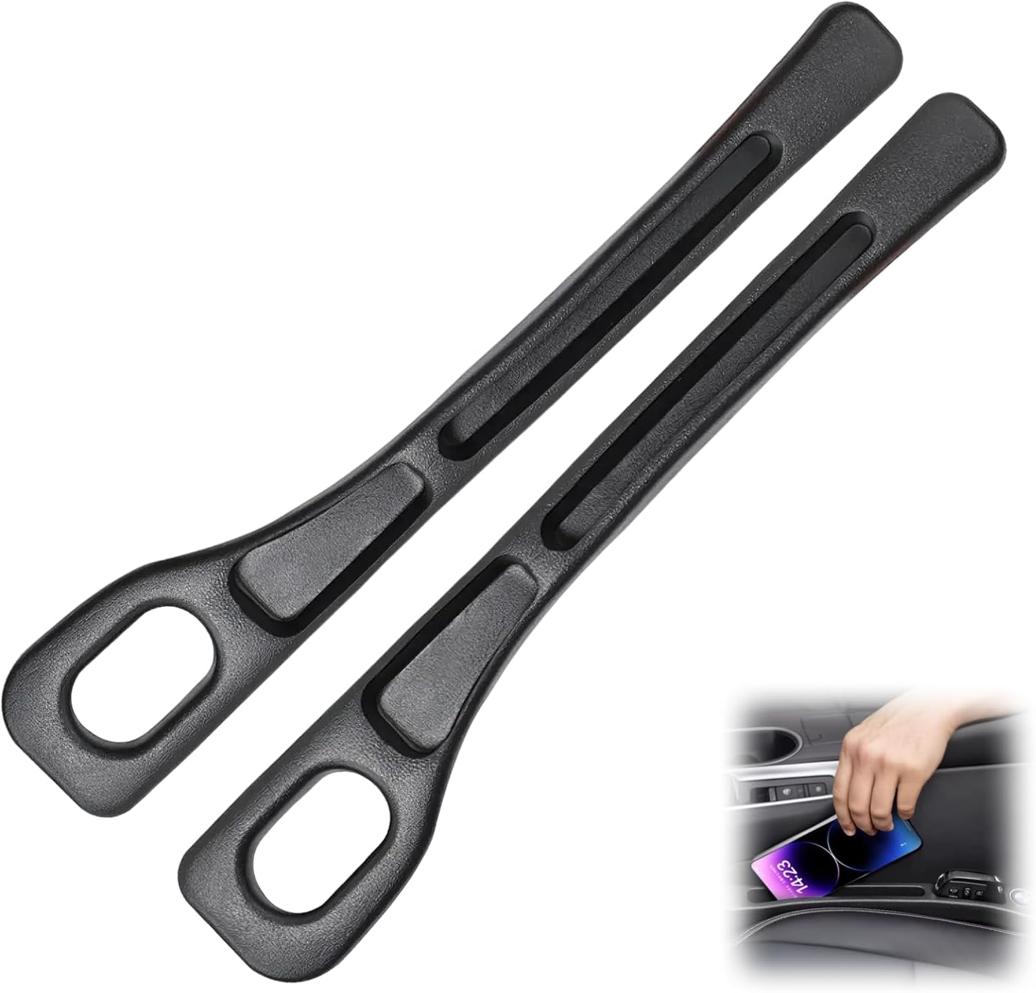 Universal Car Seat Gap Organiser 2 Pack, Premium PU Leather Storage Box for Cars, Suvs, Trucks, Non-Slip Phone/Key/Wallet Holder, Neat and Efficient Car Seat Gap Filler, Black image number 5