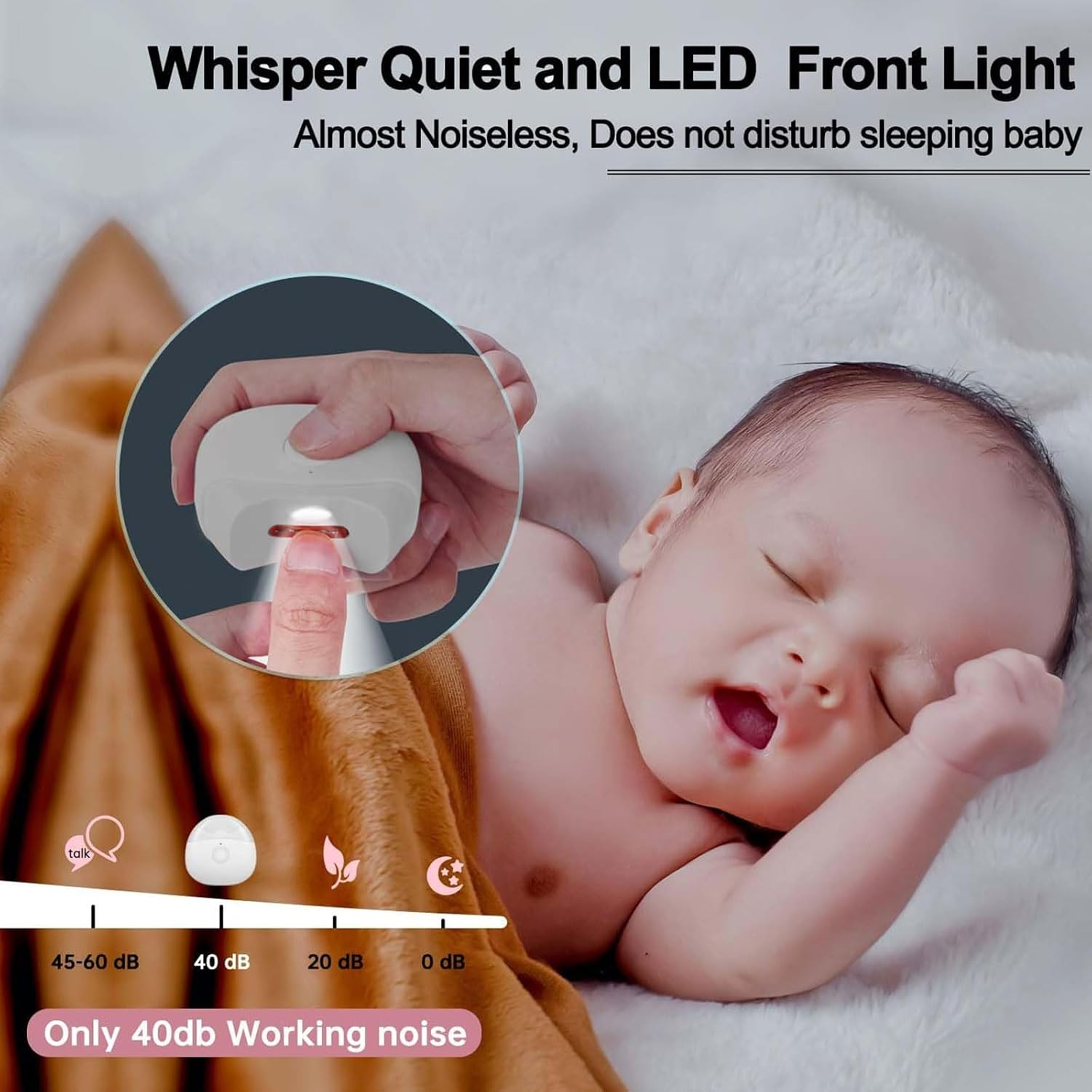 Annuoyi Electric Nail Clipper,Automatic Nail Trimmer with LED Light & 2 Speeds with Nail Scraps Storage, USB Rechargeable Safety Fingernail Trimmer for Newborn, Infant, Toddler,Adult and Seniors