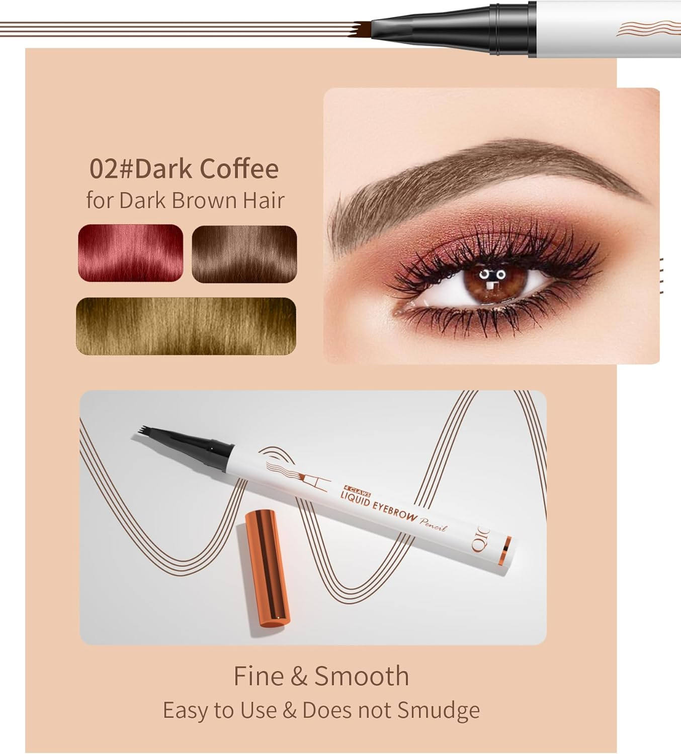 Pack of 2 Microblading Eyebrow Pencils, 2025 Upgraded 3D Waterproof with 4 Fork Tips, Durable, Natural, Finer, Magic Eyebrow Pencil for Women and Girls (Dark Brown Pack of 2) image number 5