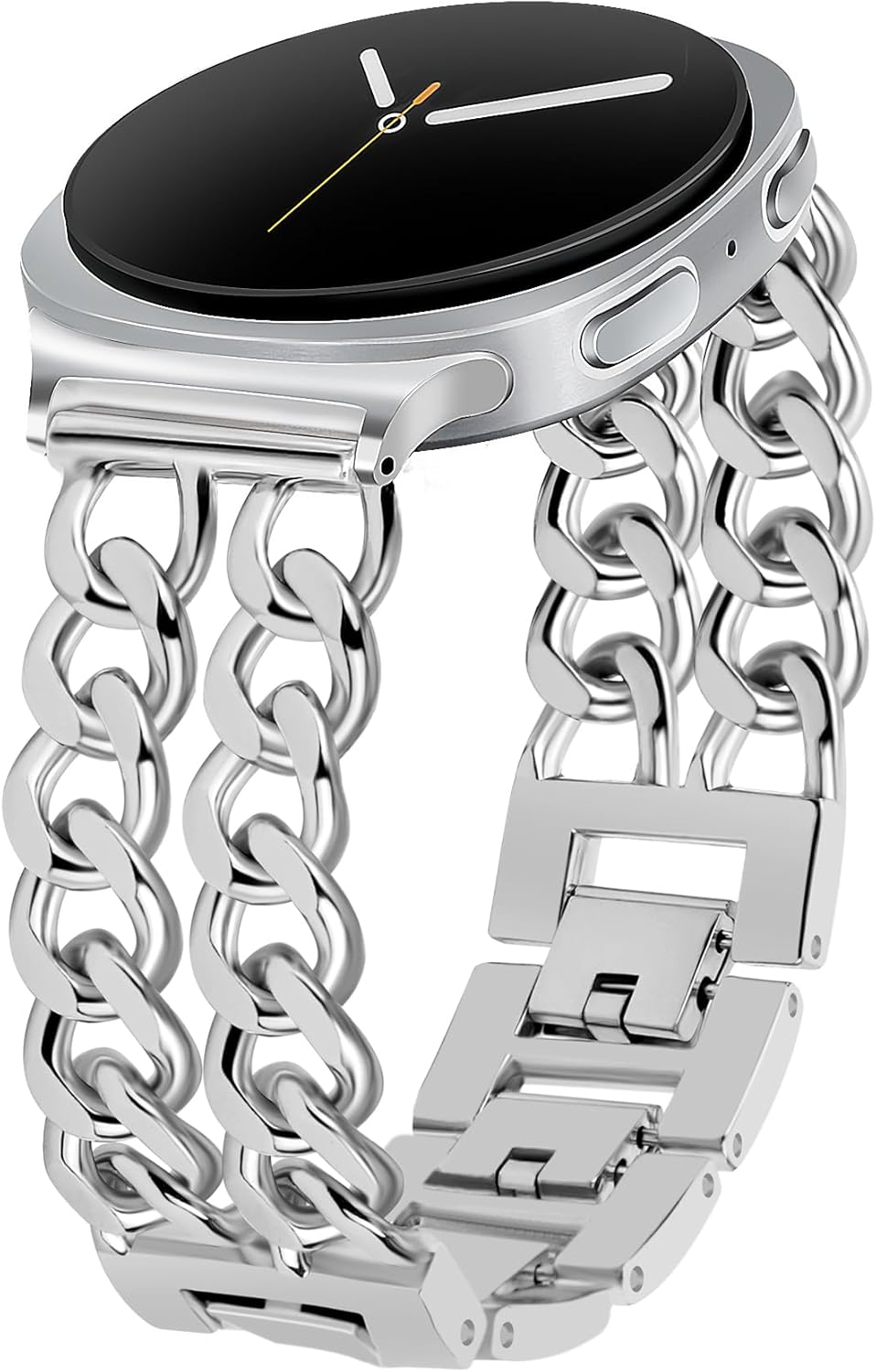 JR.DM Gold Metal Bracelet Bands for Women Compatible with Samsung Galaxy Watch 8 40 Mm 44 Mm/8 Classic 46 Mm Adjustable Cowboy Double Chain Dressy Fashion Jewellery Wrist Band for Galaxy Watch 8/8