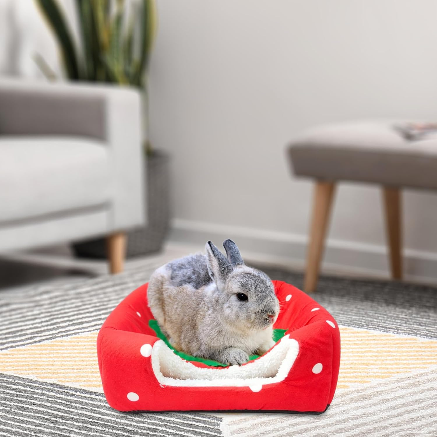 2 Pack Rabbit Bed Washable Bunny House and Hideout Indoor Cave Bed Hideaway for Guinea Pigs Dwarf Rabbits and Other Small Animals image number 1