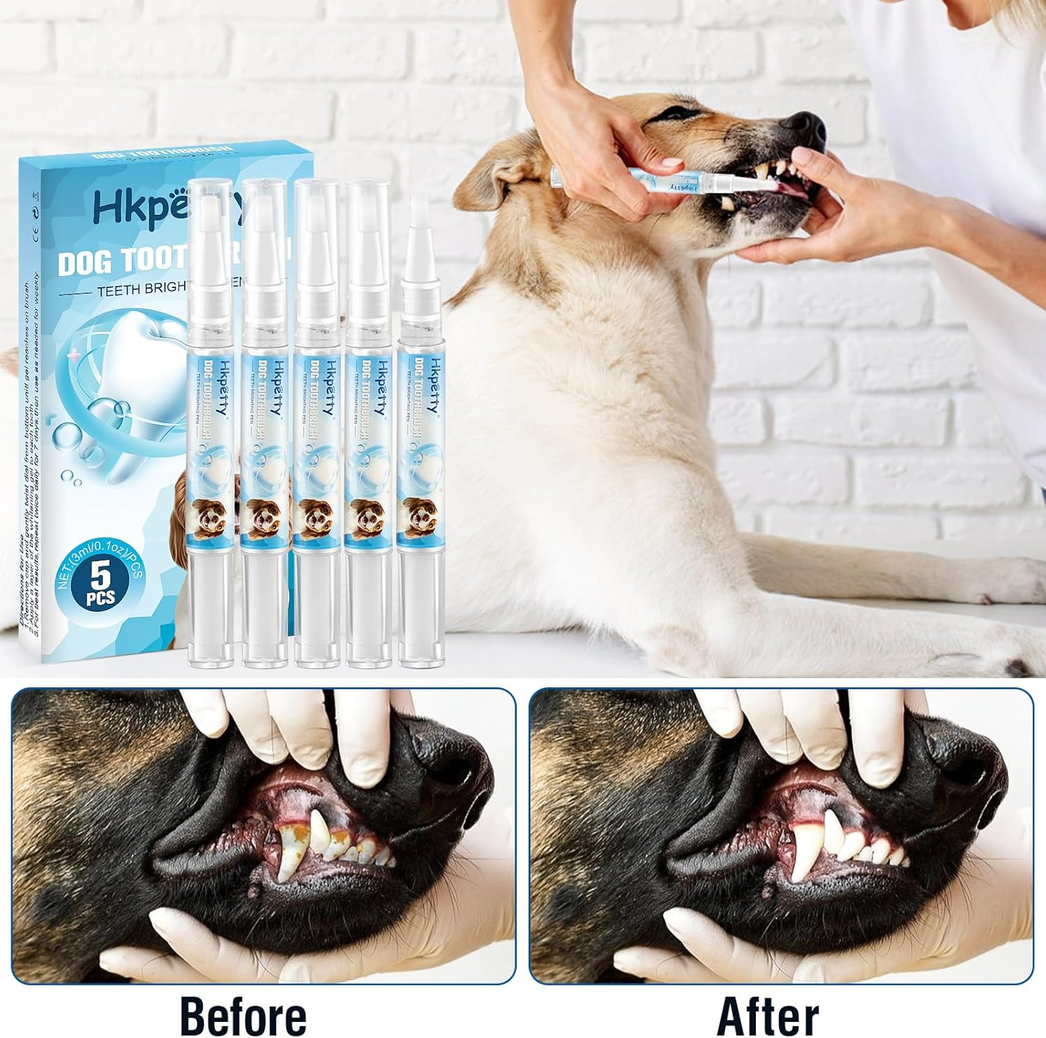 5PCS Pet Toothbrush Pen,Teeth Brightening Pen for Dog-Pet Dog/Cat Teeth Cleaning Pen for Dental Care,Dogs Cats Natural Plants Tartar Remover Tool image number 1