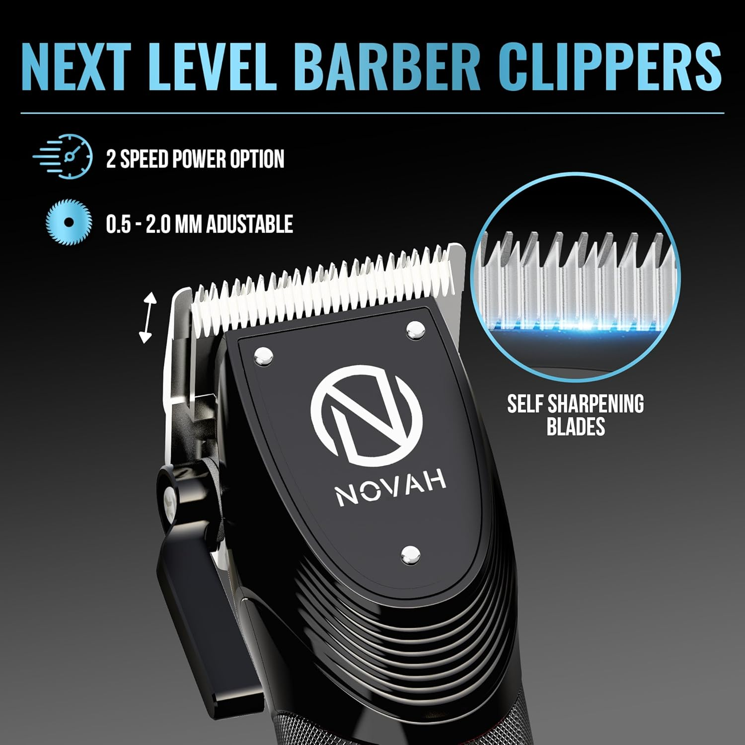 Novah Professional Hair Clippers for Men, Professional Barber Clippers and Trimmer Set, Mens Cordless Clipper, Fade Haircut Kit, Electric Hair Cut Machines image number 6