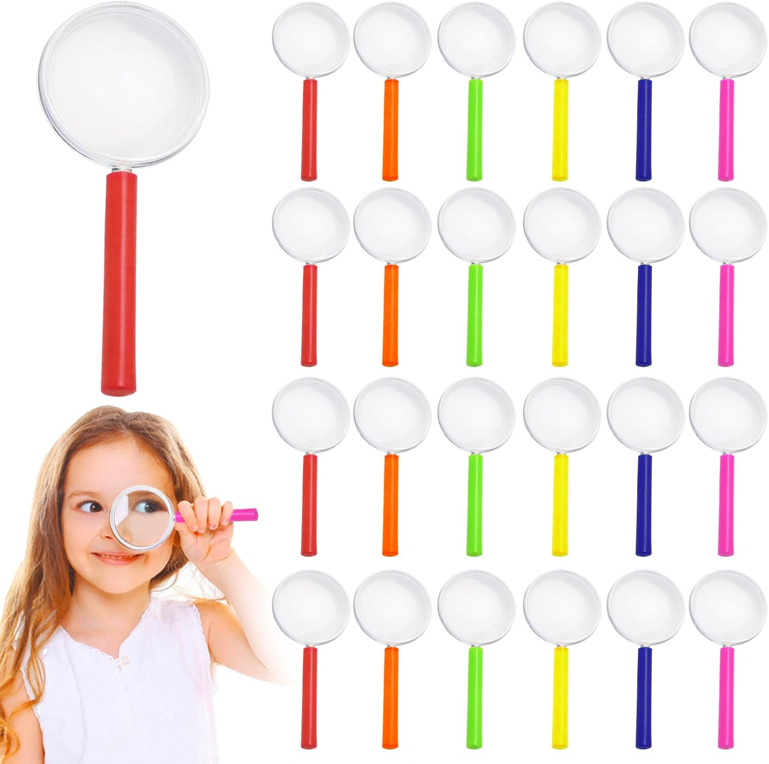 24 Handheld Magnifiers, 40Mm 3-5X Plastic Reading Magnifiers for Students, Outdoor Explorers, Scientific Observation, Etc. (Color) image number 4