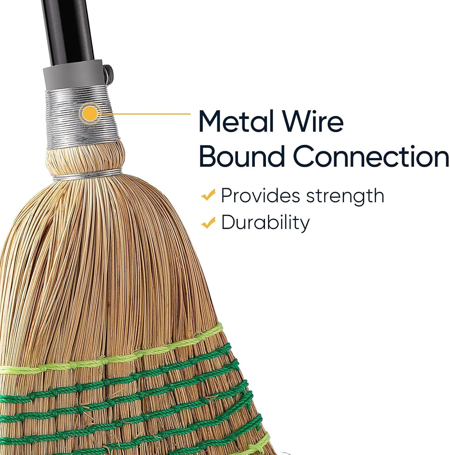 Dustpan & Broom Set Indoor Outdoor Heavy Duty Corn Broom Commercial Dustpan Set for Indoor Outdoor Cleaning image number 3