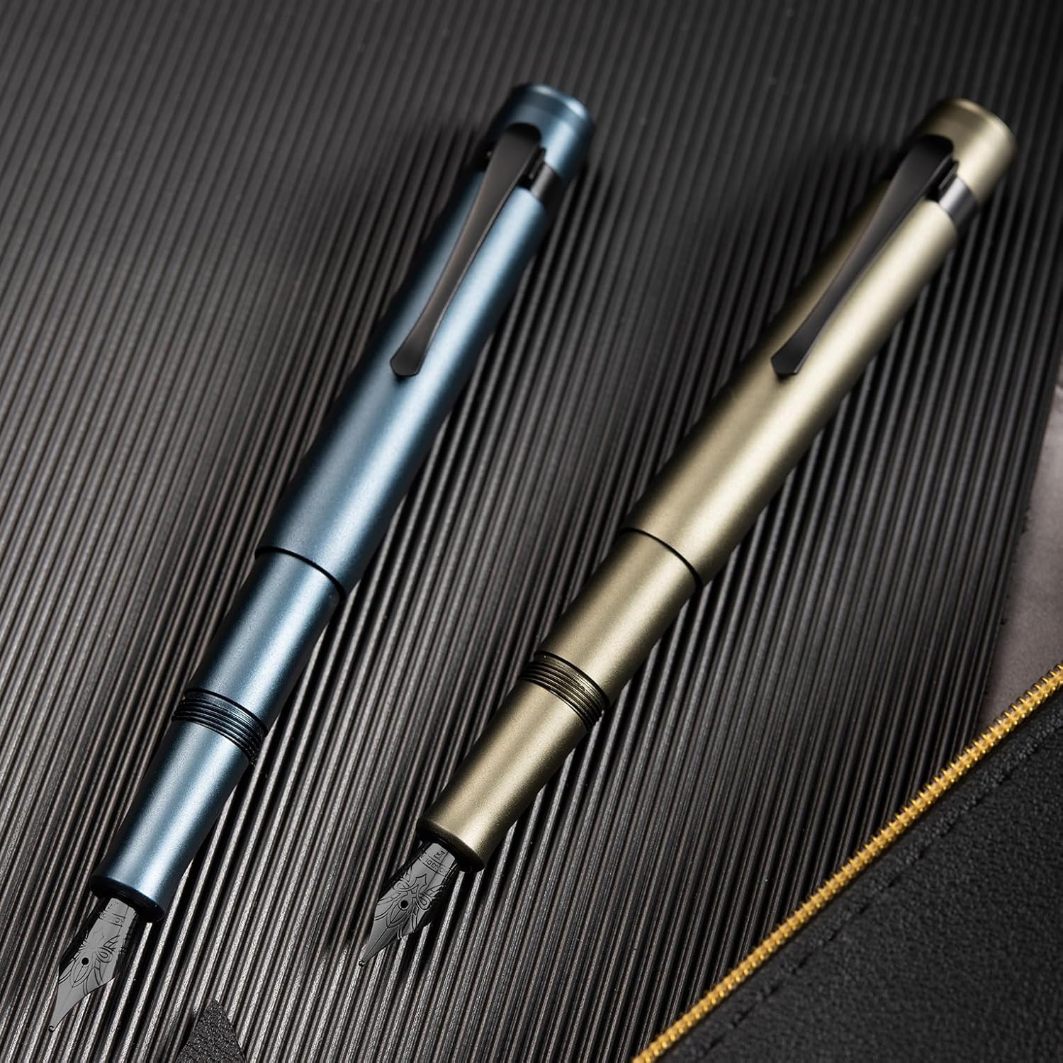 Hongdian M2 Black Forest Mini Fountain Pen, Fine Soft Nib & Sleek Shape Aluminium Short Pocket Travel Pen (Midnight Blue) image number 6