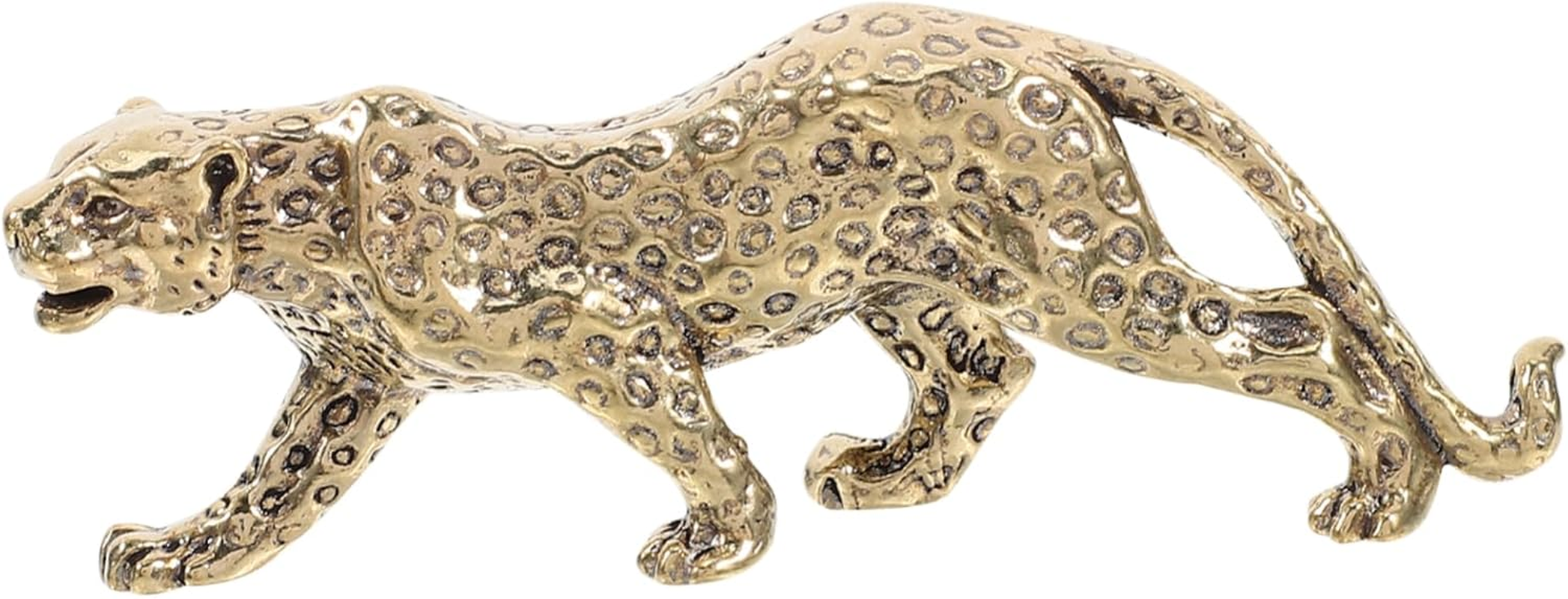Luxshiny Brass Leopard Figurine Antique Sculpture Creative Brass Ornament for Desktop Decor Vintage Animal Statue Paperweight Decoration image number 5