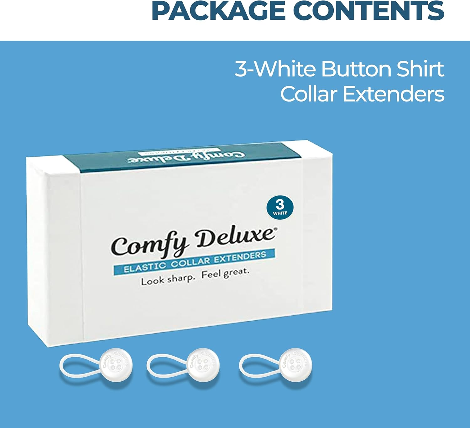 Net Focus Men and Women'S Shirt Collar Extenders - Dress Shirt, Cuff, Vests, Pants, and Neck Button Extender - Soft & Elastic Seamless Blend Design - 3-Pack - White, White (3-Pack), One Size image number 4