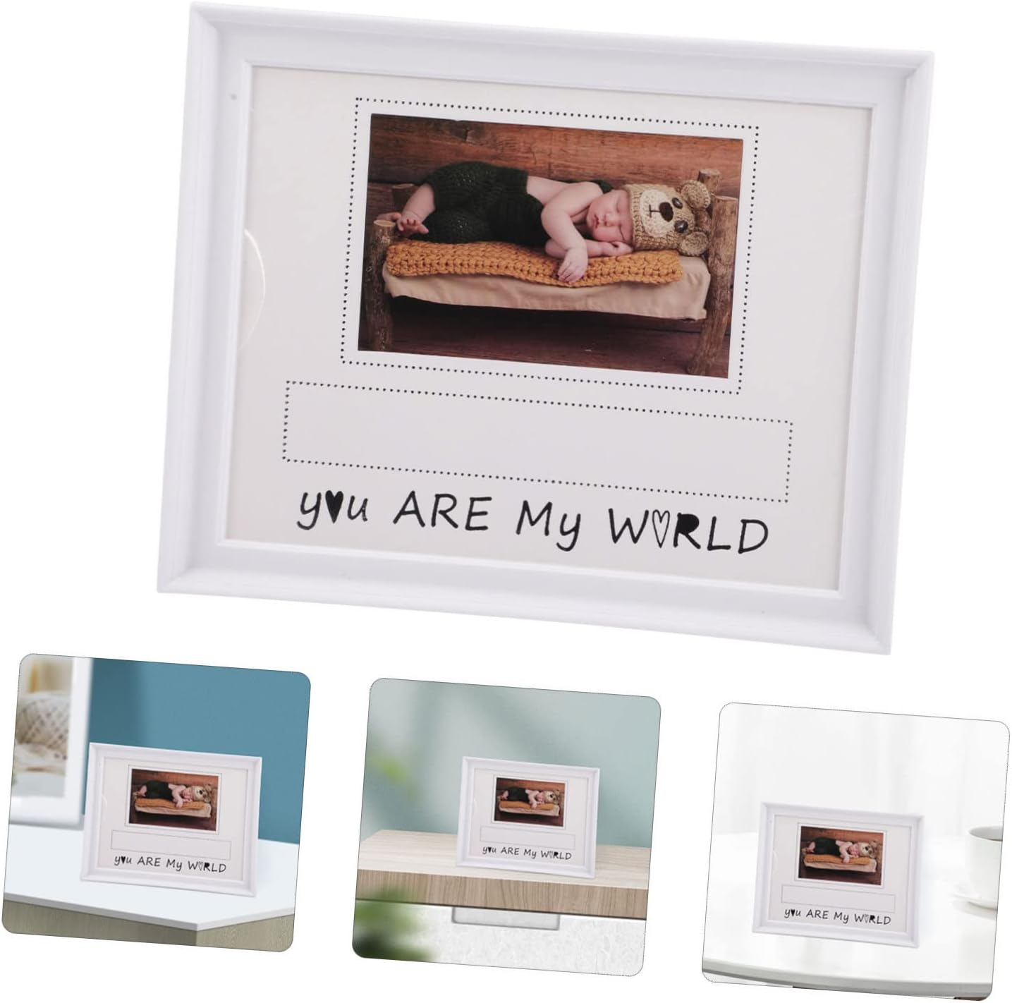 Yardwe 5Pcs Picture Frame with Birth Bracelet Holder White Newborn Keepsake Display Home Decor for Nursery Living Unique Shower Gift image number 2