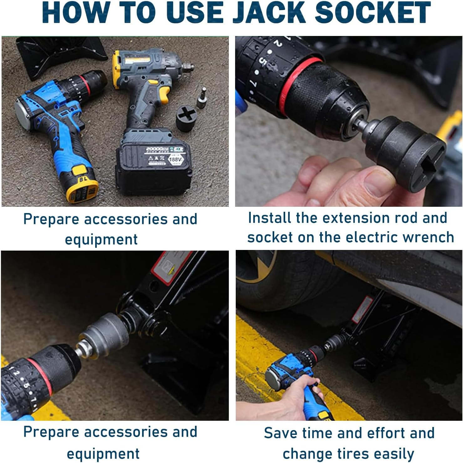 SILHOL Heavy Duty Scissor Jacks Socket Adapter with 1/4 Quick Connect Hex Shank Tools, Camper Travel Trailer Drill Adapter, Drill Attachment for Quick Car Lifting, Fits Most Standard Jacks