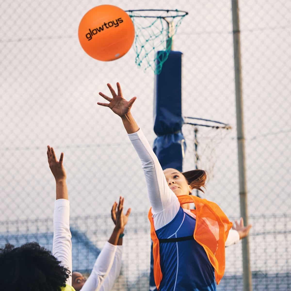After-Dark Netball: LED Light up for Night Games - Durable Material - 2 LED Lights That Are Impact Activated - Bright in the Dark - Comes with Batteries and Free Pump!