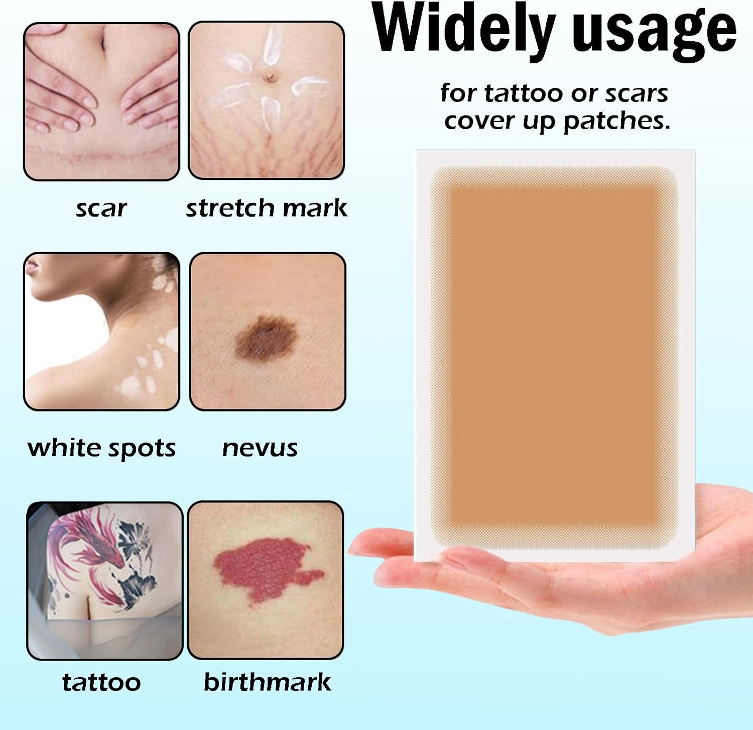 Zvorgath 8Pcs Tattoo Cover up Patch, Natural Looking Cover up Tattoos and Scar, Invisible Waterproof Body Concealer Makeup Sticker, Tattoo Cover up Tape - Light image number 3