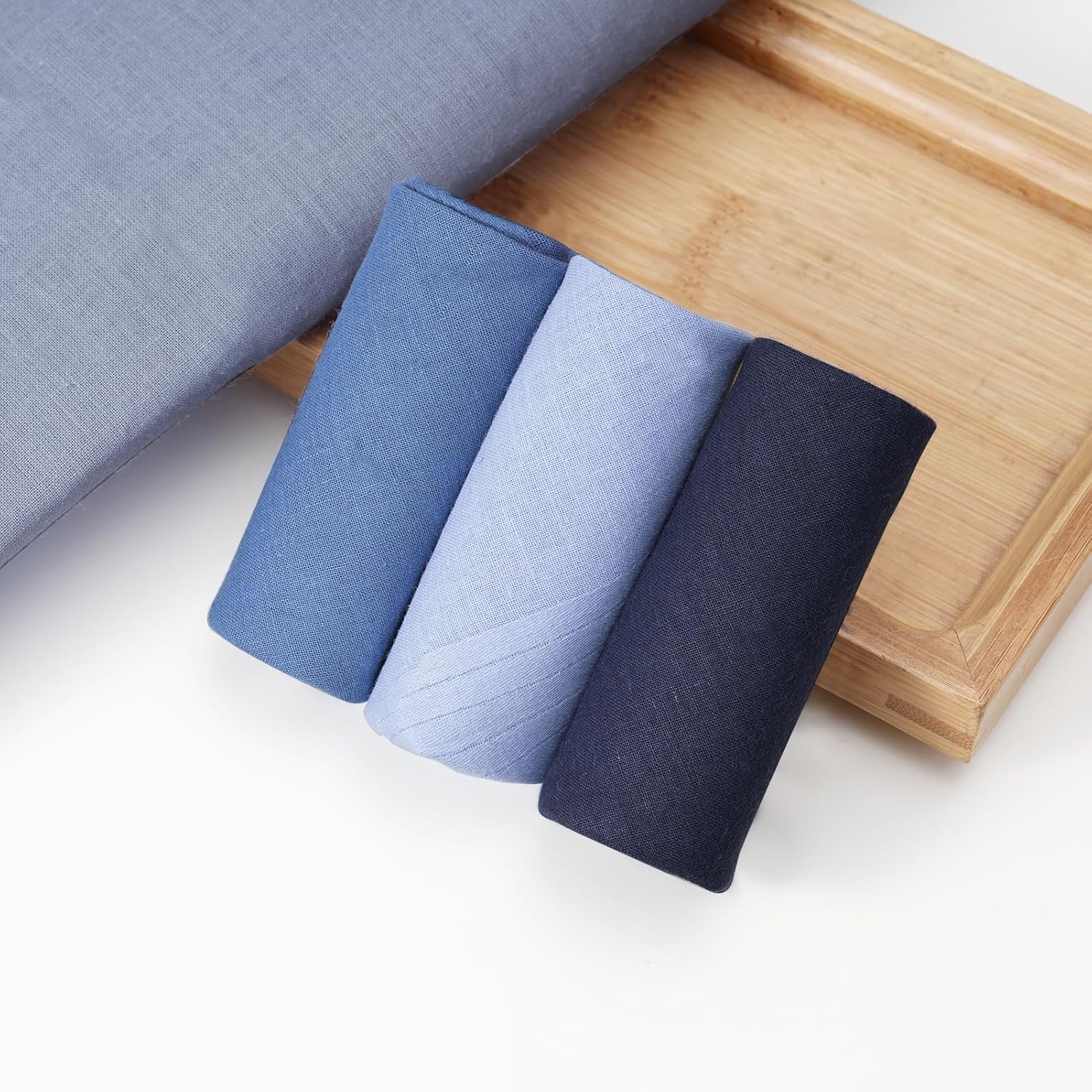 PACGOTH Handkerchiefs for Men, Soft Cotton Men&rsquo;S Handkerchiefs, Blue Stripe Hankies for Men, 15.7 * 15.7&rdquo; 8/12PCS - Blue -12Pcs image number 4