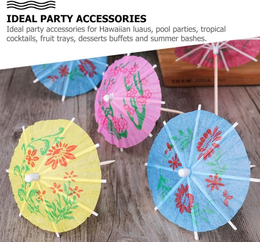 Alipis Cocktail Small Umbrella Picks 288Pcs Parasol Drink Umbrellas for Parties Desserts Cupcake Toppers Summer Hawaiian Luau Decorations image number 4