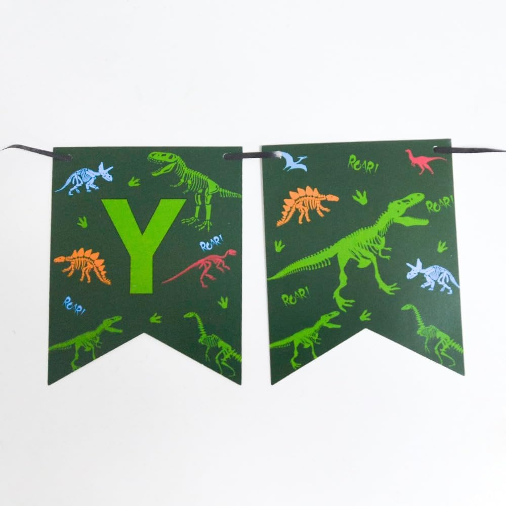 Dinosaur Theme Happy Birthday Banner, Green Camouflage Party Decoration