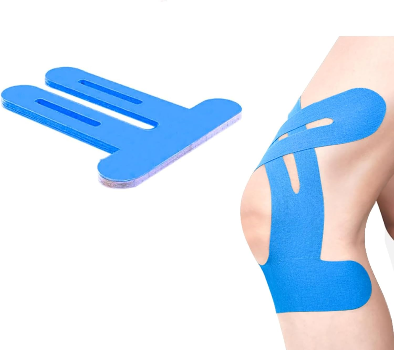 IKEEP Precut Kinesiology Tape for Knees, 10 Pcs - Knee Support & Stability, Knee Pain Relief Athletic Tape - Waterproof & Elastic, Breathable Hypoallergenic Latex-Free Tape, Blue image number 6