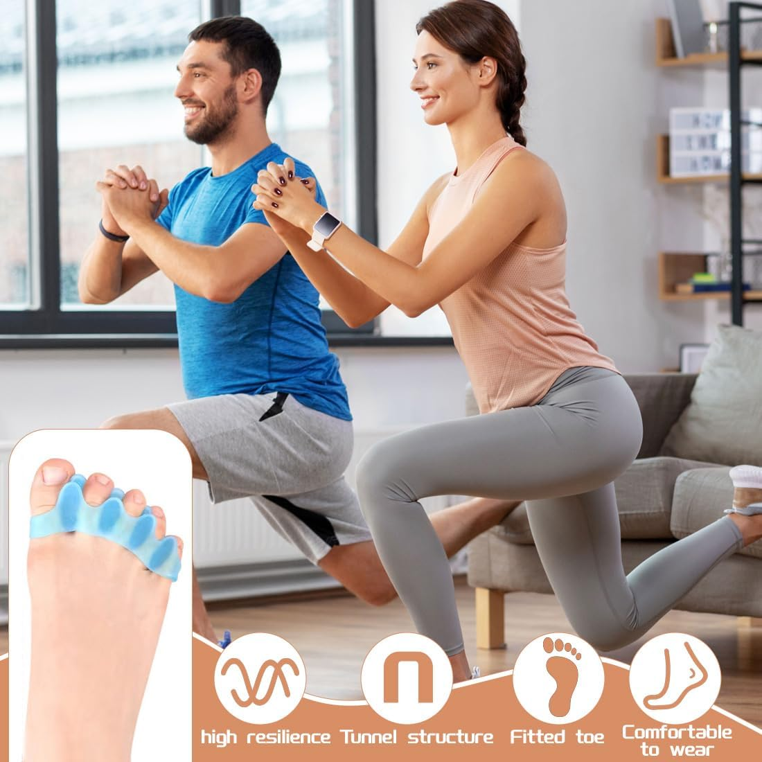 IEBTAWN 4 Pairs of Gel Toe Separators for Overlapping Toes, Toe Spacer, Silicone Toe Separator, Hallux Valgus, Correction of Bunions, Toe Separator, to Relieve Bunions, Hammer Toes, Hallux Valgus image number 5