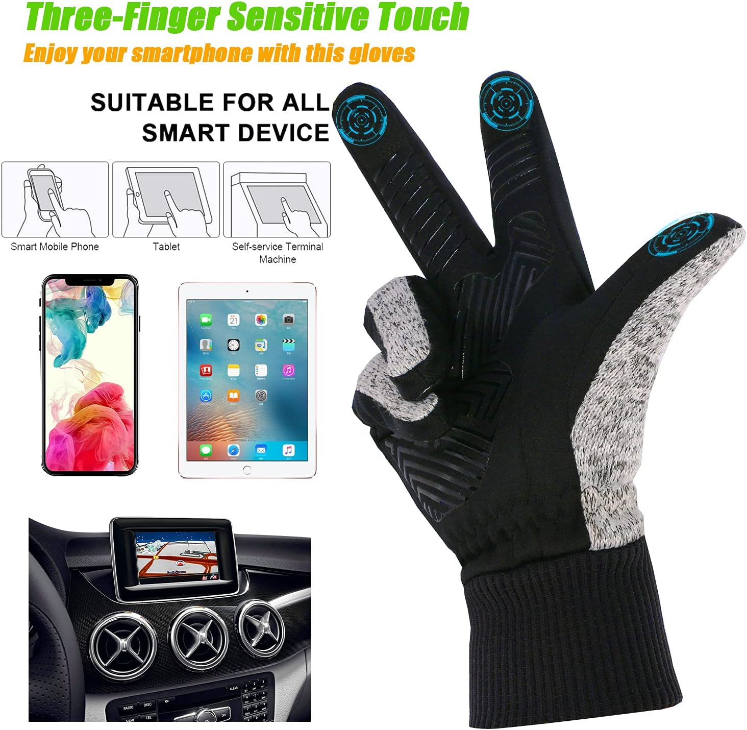 MOREOK Winter Gloves -10&deg;F 3M Thinsulate Warm Gloves Bike Gloves Cycling Gloves for Driving/Cycling/Running/Hiking image number 6