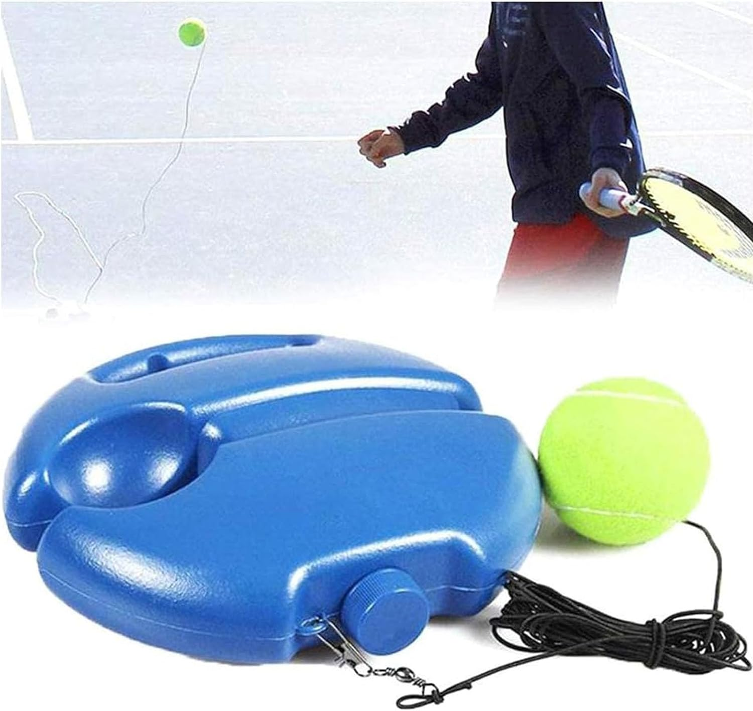 DONHUA Tennis Trainer, 1Pc Portable Tennis Rebounder with 3 Long Rope Balls, Solo Tennis Training Equipment Practice Tennis Equipment, Tennis Training Equipment for Kids Adults Beginners (Blue) image number 3