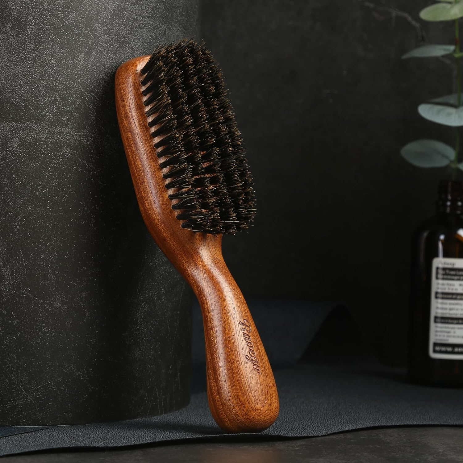 Hair Brush for Men- Slick Back Hair Brush - Boar Bristles Brush for Fine Thin Medium Hair, Nature Boar Hairbrush for Beard Styling image number 2