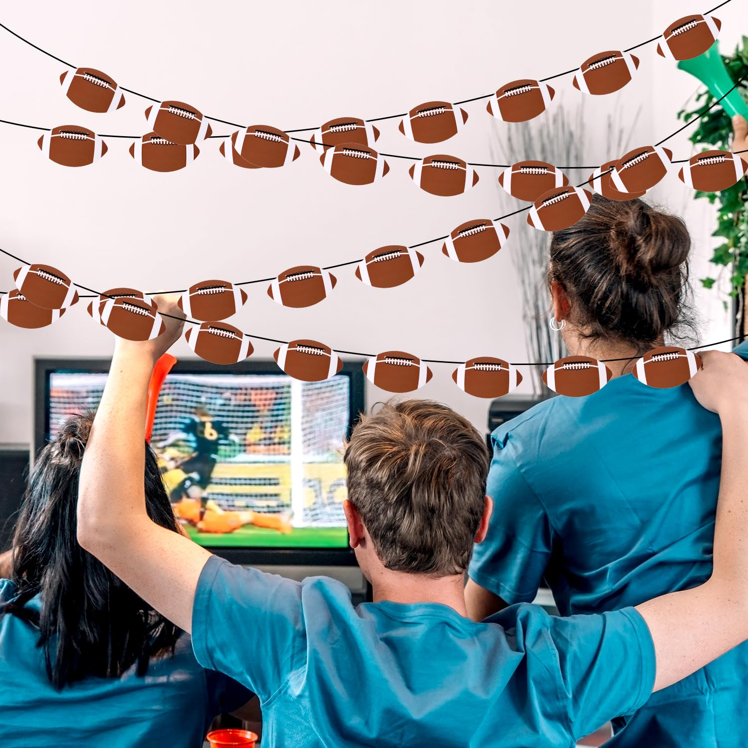 4Pcs Football Banner, DIY Hanging Football Party Decorations Rugby Banner Football Paper Cutouts Banner Sport Event Supply for Football Bowl Game Day Birthday Party Decor image number 3