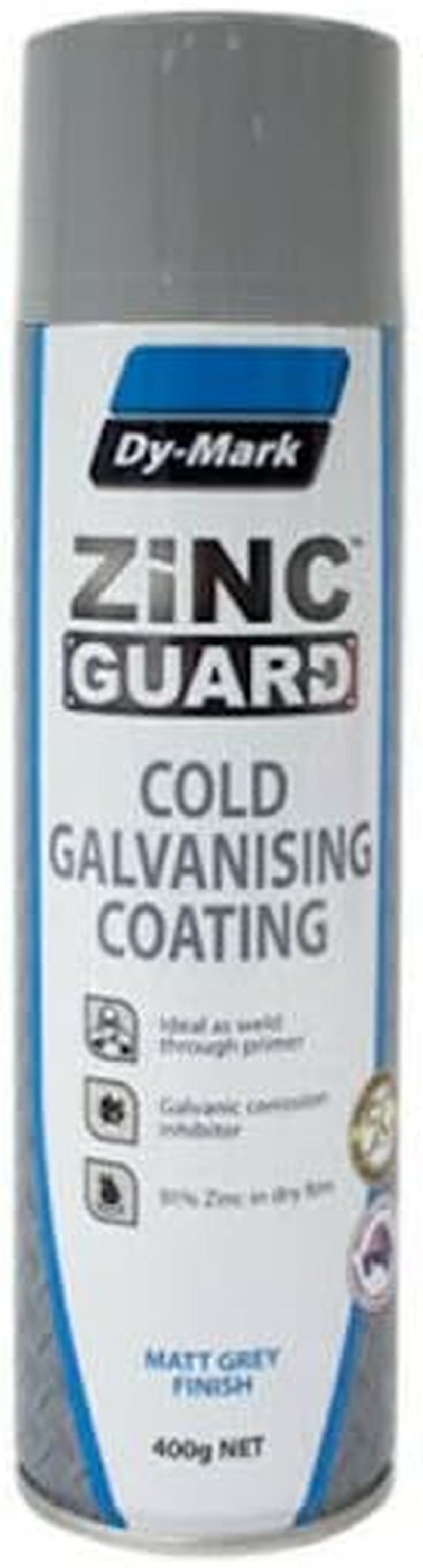 Dy-Mark Zinc Guard Spray Cans Cold Galvanising Coating Metal Protection Primer Dymark Professional Metallic Paint Rust anti Corrosive Remover (1 X 400G Can)