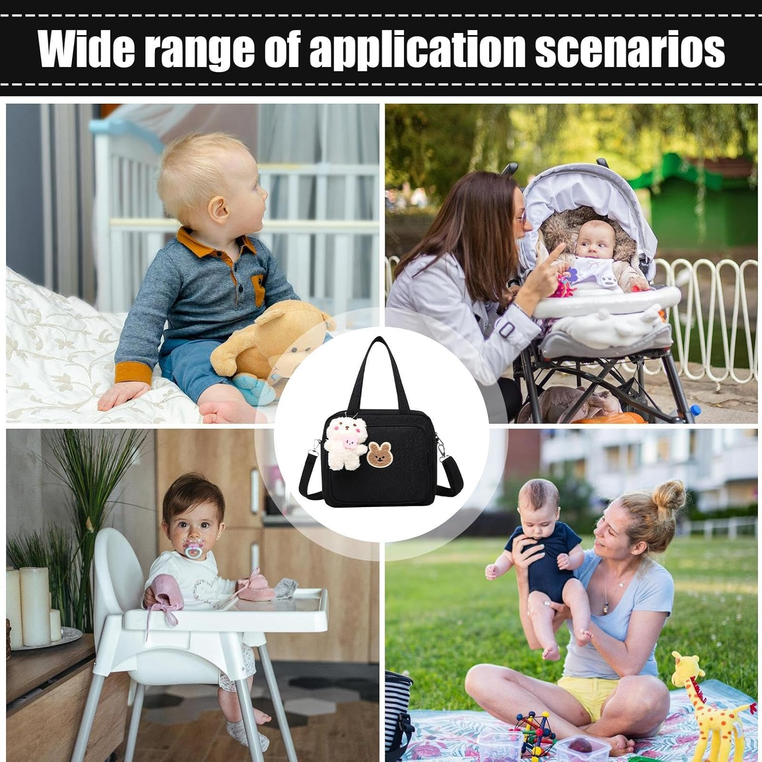 Diaper Bag - Carry Bag with Large Capacity | Windel Organizer for Room and Car For, Durable Travel Wrap Pocket, Portable Holder with Multiple Compart - Beige image number 5