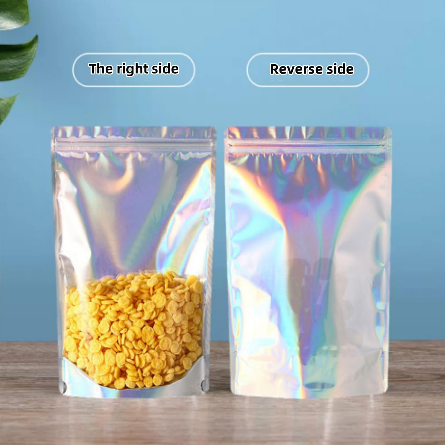 Foil Pouch Bags, 100 PCS Clear Resealable,Holographic Zip Lock Bags for Party Favor, Food Storage (7X 10Cm) image number 5