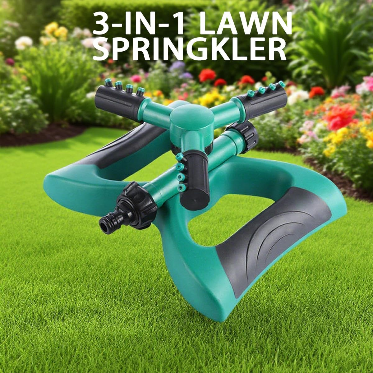 Sprinkler for Yard, Rotating Garden Sprinkler for Large Area Coverage, Lawn and Yard Sprinklers (Green) image number 2