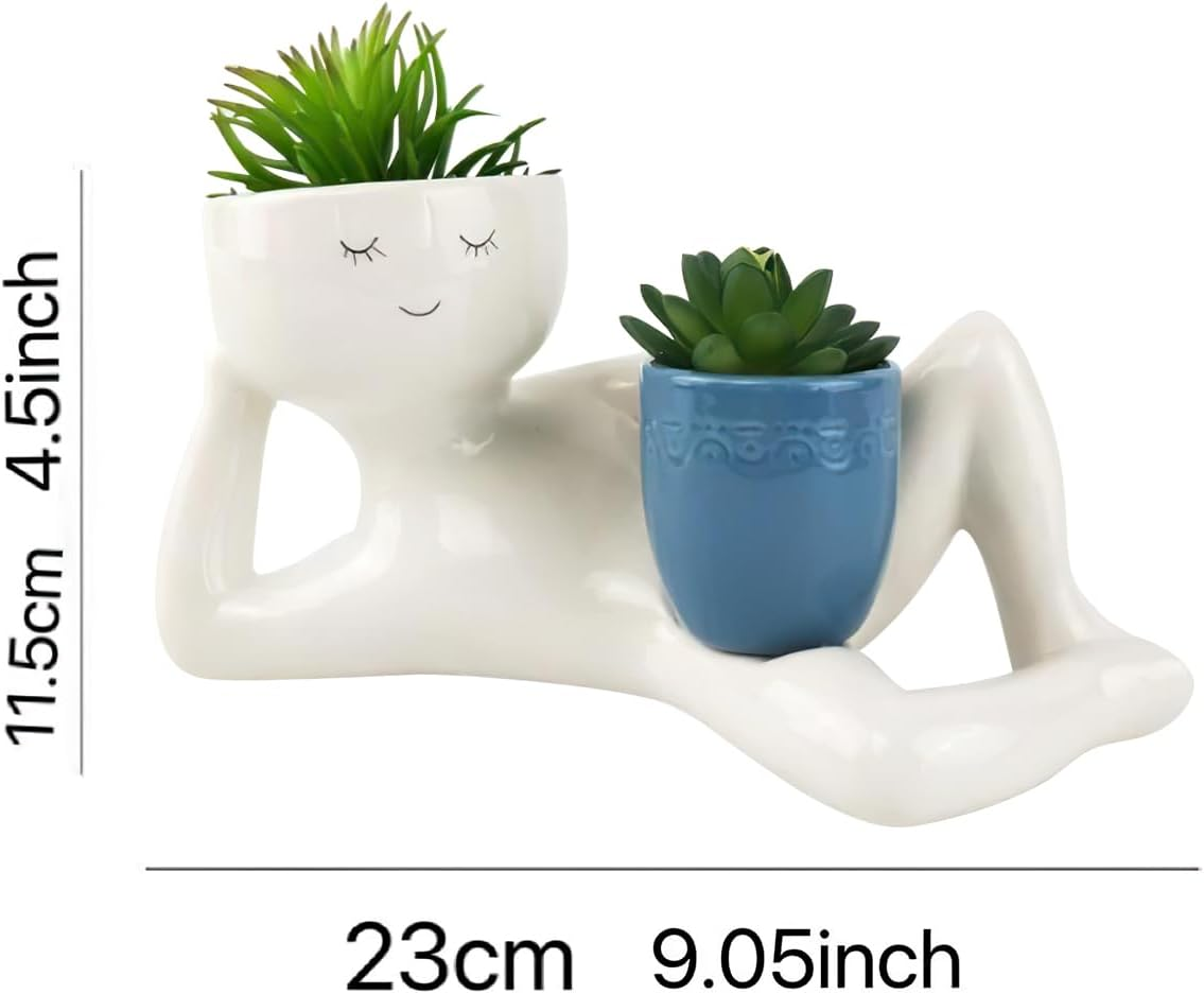 Lazy Guy Planter,Lazy Guy Planter Pots,Funny Succulent Pot,Funny Planters for Indoor Plants,Plant Container,Succulent Plant Potted Planters,Creative Miniature Flowerpot,Resin Flower Pot Ornament image number 4