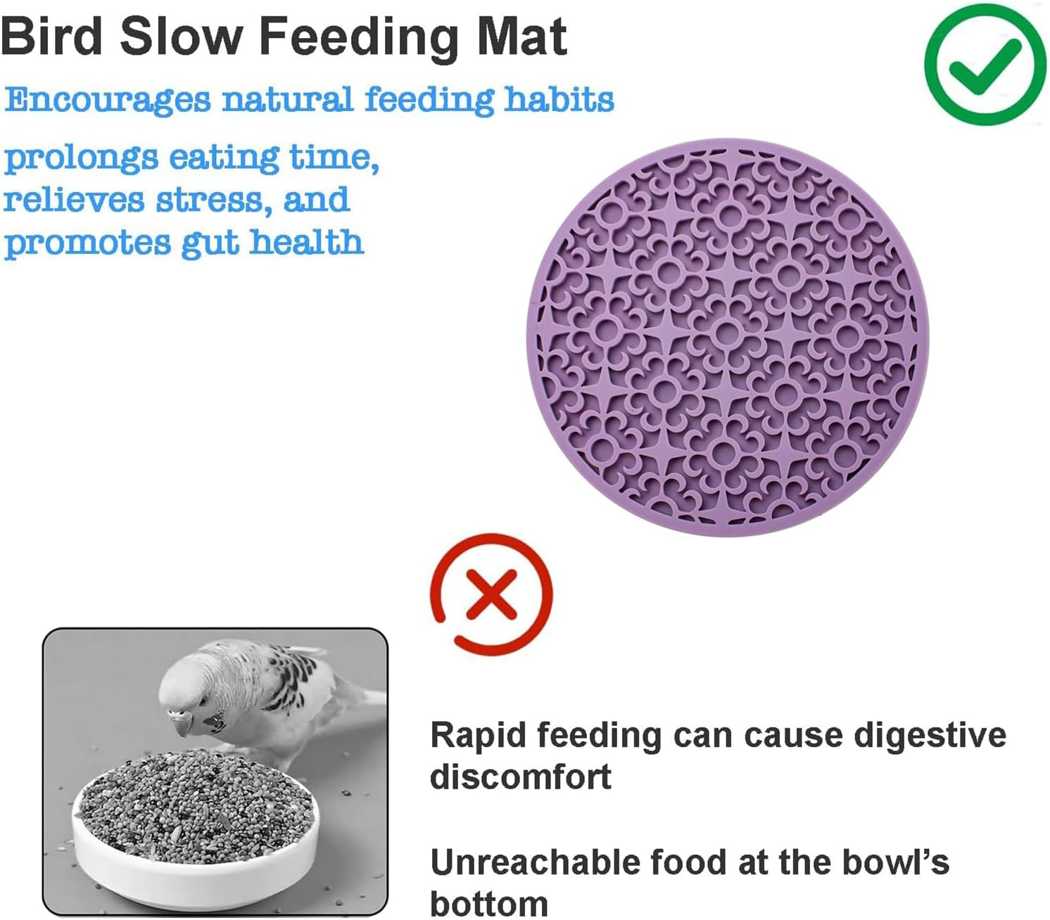Fokmuaex Slow Feeder Mat for Parrots - 1PCS Silicone Foraging Puzzle Mat for Birds, Parakeets, Cockatiels - Interactive Feeding Toy to Prevent Fast Eating image number 6