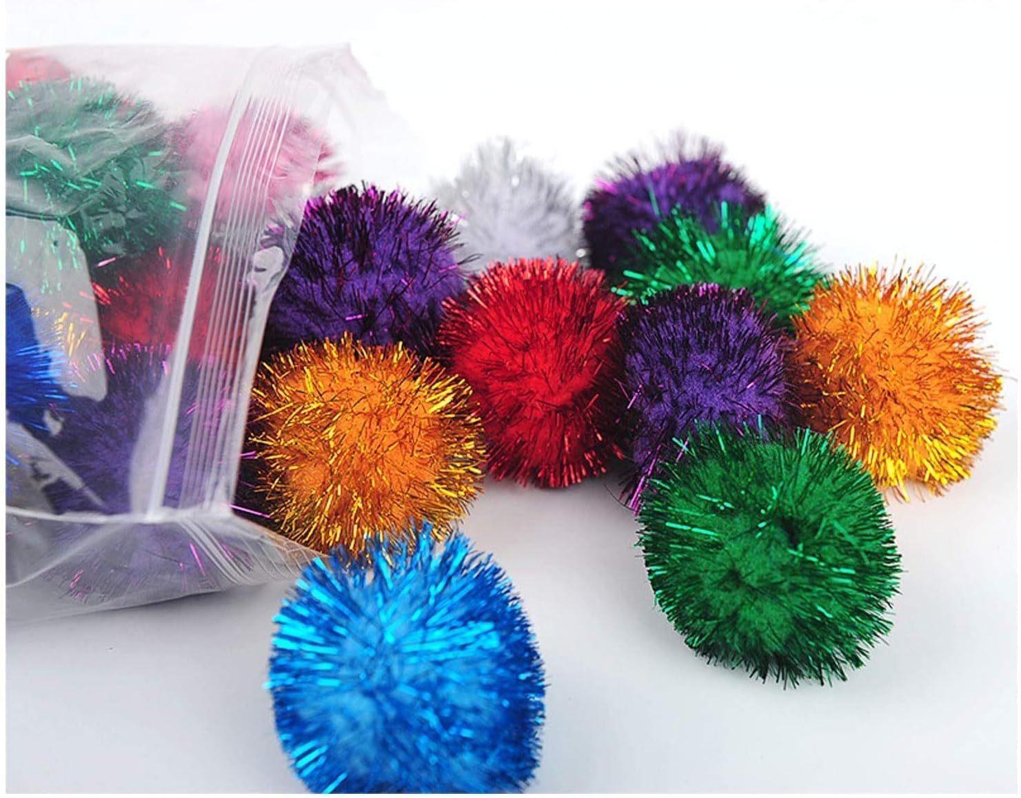 10 Pieces Cat Sparkle Balls Assorted Colour Sparkle Balls Cat Toy Balls Island Balls Cat Pom Balls Cat Toys Puff Balls Glitter Balls for Cat Kittens