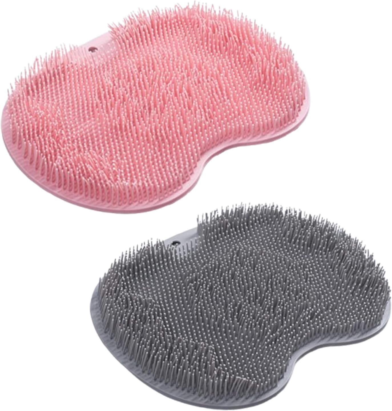 2 Pack Silicone Shower Foot Scrubber Mat, Silicone Foot Scrubber for Shower with Non-Slip Suction Cups, Wall Mounted Slip Suction Cups for Foot Back Cleaning (Blue+Pink)