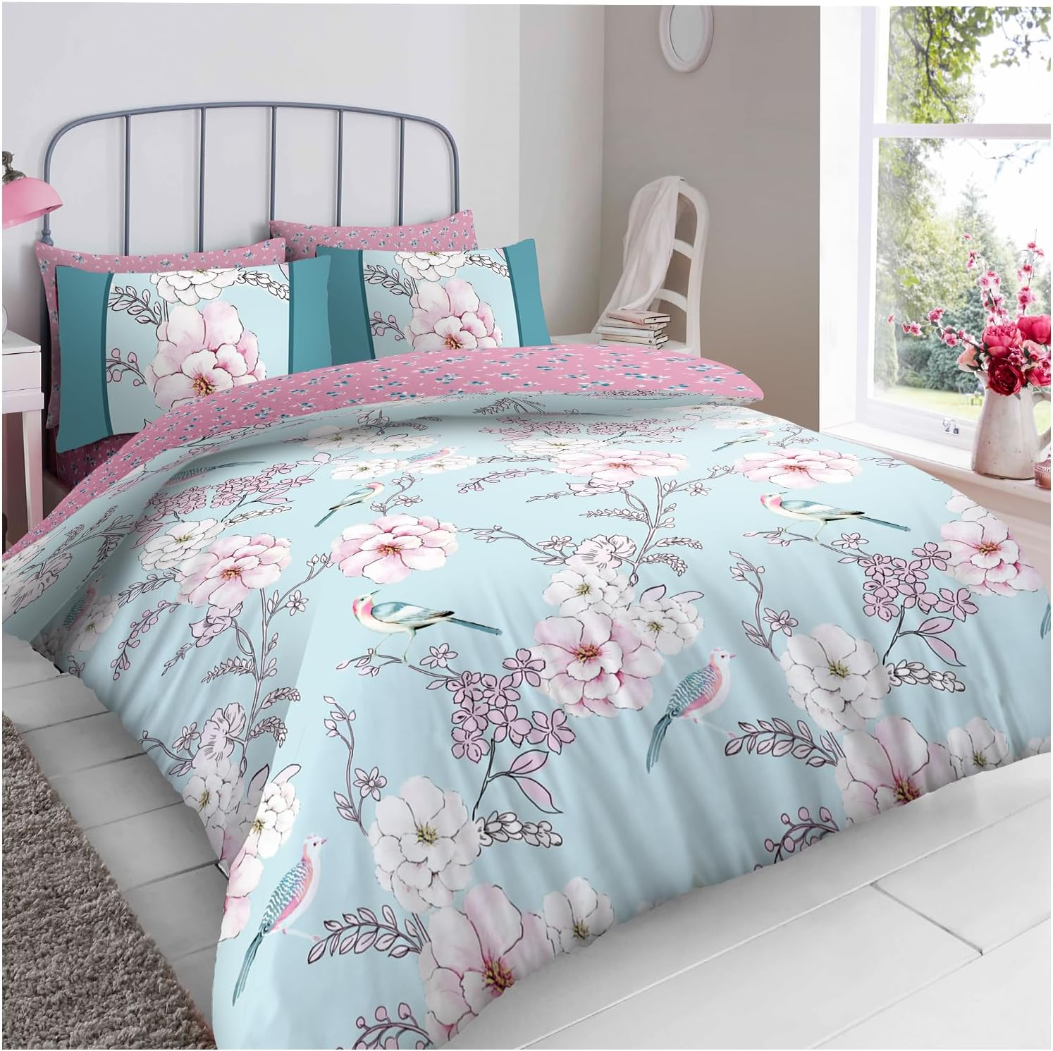 GC GAVENO CAVAILIA Leaf Pattern Duvet Cover King Size (230X220Cm) - Polycotton Duvet Set 3 Piece Bedding Bed Cover with Pillowcase - Washable Linen - Grey