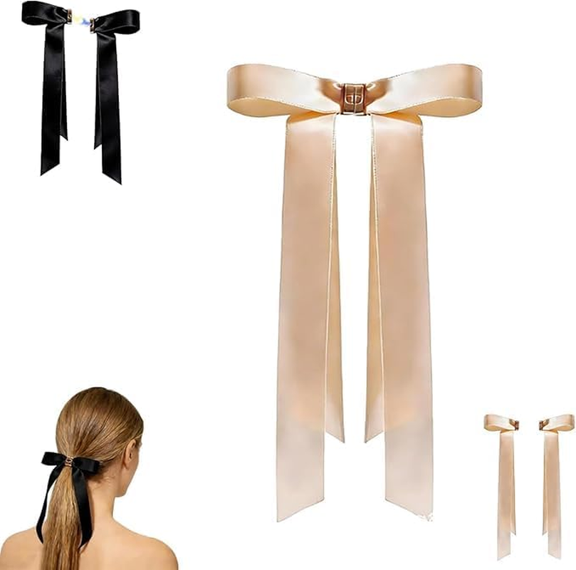 2026 New Metal Bow Magnetic Hairs Clip, Magnetic Hair Clips &ndash; Strong Hold No-Slip Magnetics Hair Styling Clips, Detachable Satin Ballet Ribbon Hairpin for All Hairs (Gold)