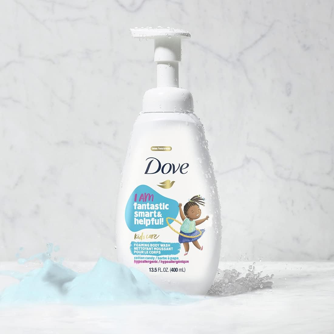 Dove Foaming Body Wash for Kids Cotton Candy Hypoallergenic Skin Care, 13.5 Fl Oz, Pack of 4 image number 2