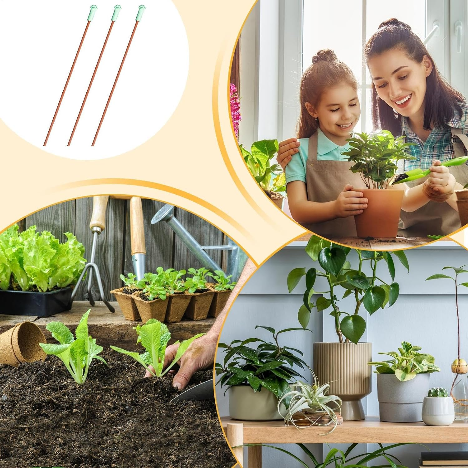 Soil Moisture Sensor, Clay Garden Accessories,Plant Moisture Meter - for Lawn Station Grow Planting Greenhouse Planter Watering Tomato Farm Home Flower Pot Vegetable Potting Raised Root Tree