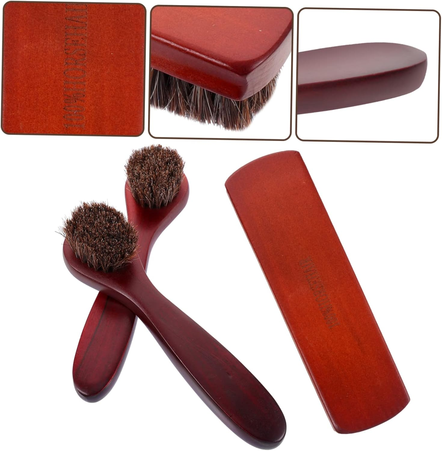 VALICLUD Care Brush Set Saddle Soap Brush for Shoe Polishing Horsehair Brush for Leather Cleaning image number 2