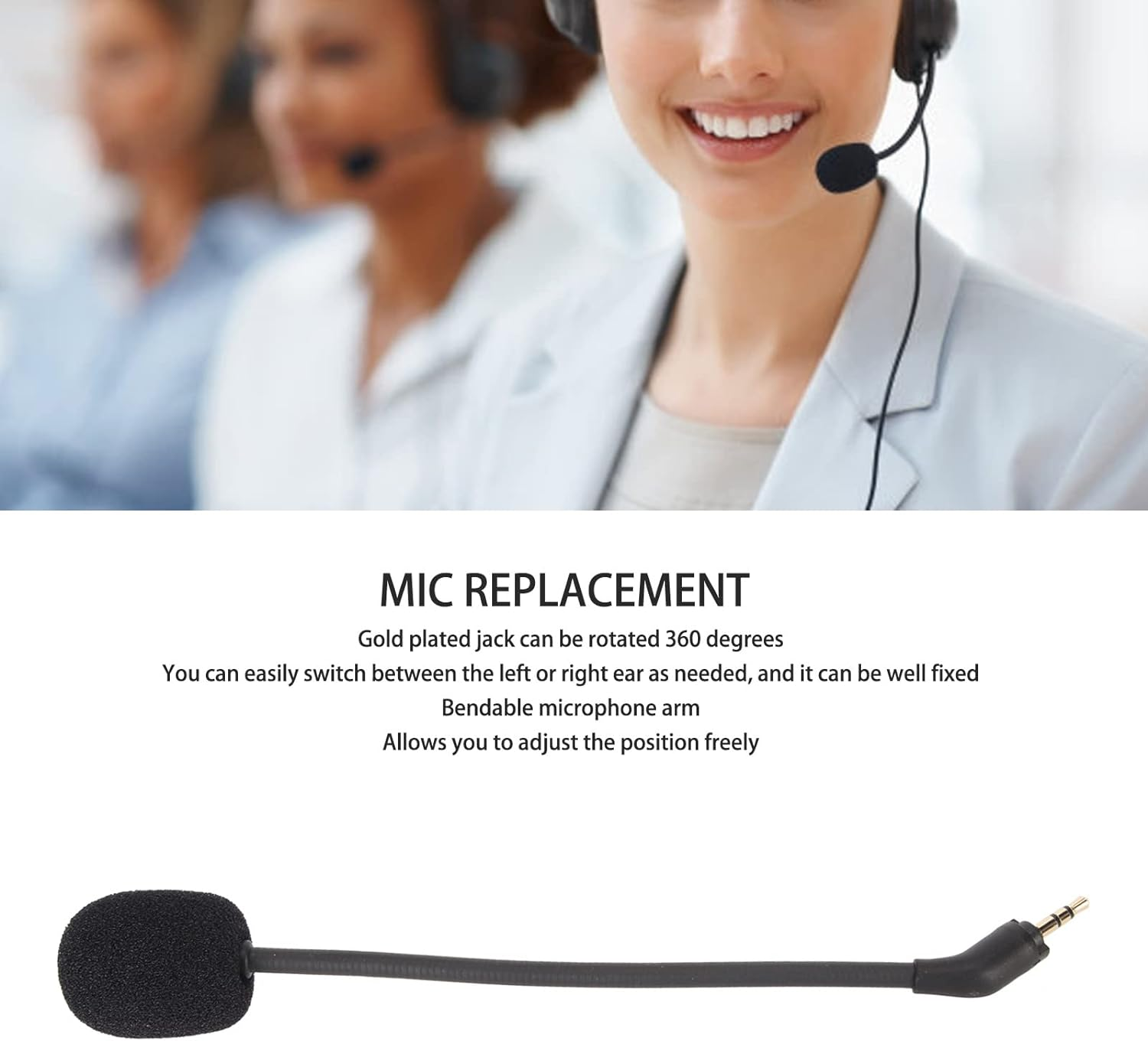 Microphone Replacement for Logitech Astro A30 Headset, Removable Headphones Microphone Boom with Noise Reduction and 2.5 Mm Gold-Plated Curved Plug image number 4