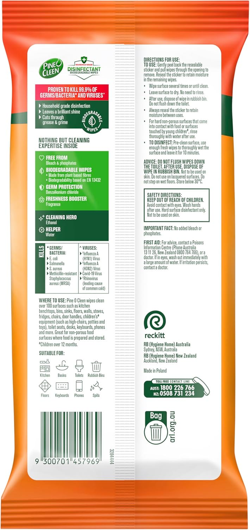 Pine O Cleen Disinfectant Wipes Mango 440 Pack (110S X 4) image number 5
