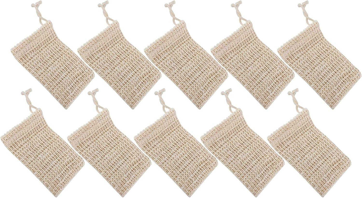 Jingfei 10 Pack Natural Sisal Soap Bag Exfoliating Soap Saver Pouch Holder image number 6