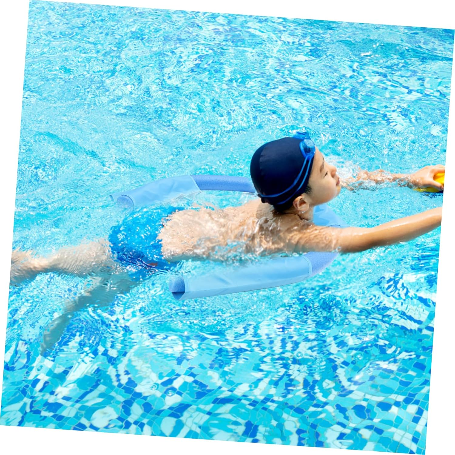 Vaguelly Swimming Floating Chair Net Pool Float for Adults and Children 6.5X150Cm Blue Water Hammock Mesh Sling Chair Noodle Sling Pool Float Swimming Accessories image number 3