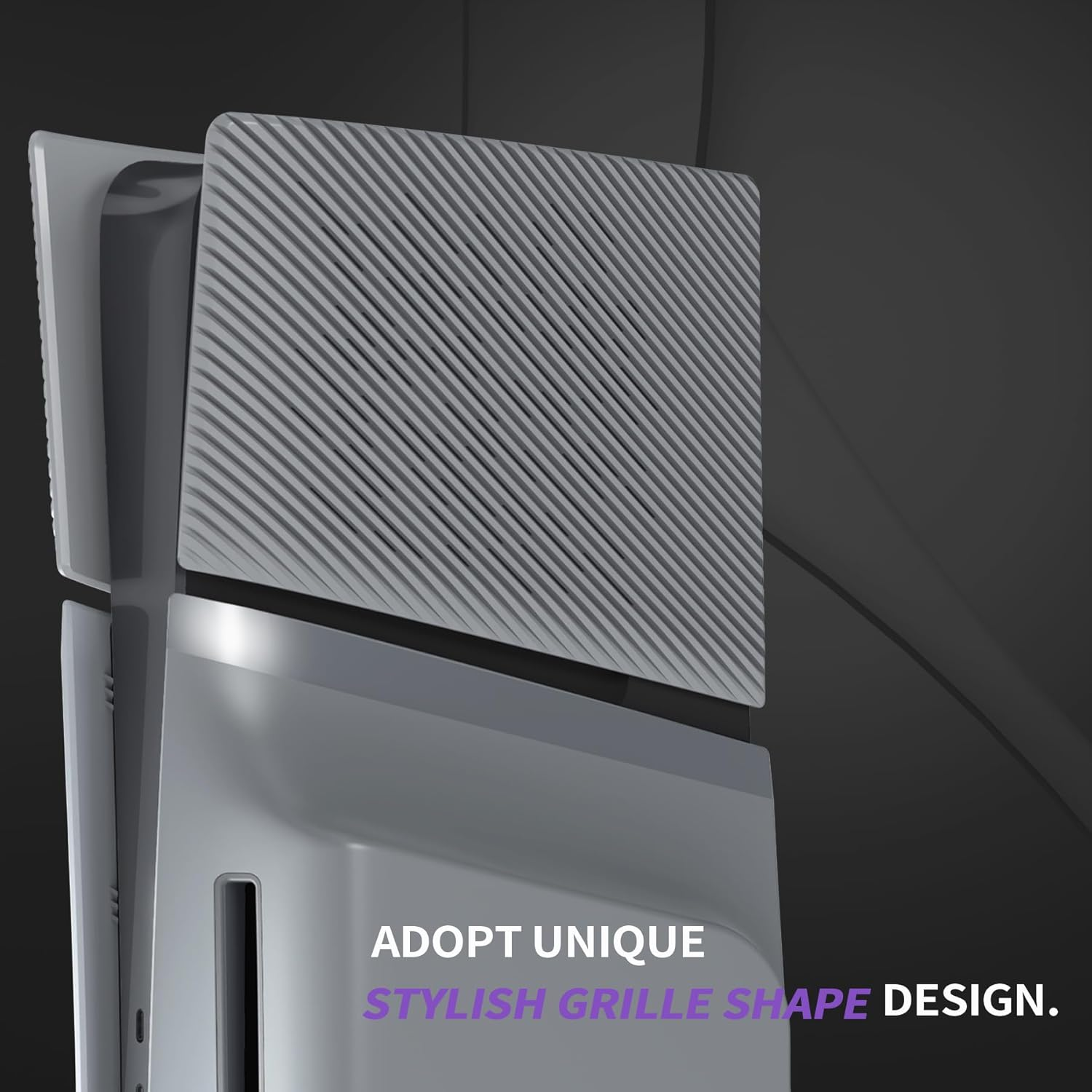 Extremerate Excover Console Replacement Top Bottom Cover Compatible with Ps5 Slim Disc Edition, Side Panel Faceplate Back Plate with Cooling Vent Shell Compatible with Ps5 Slim Disc - New Hope Gray