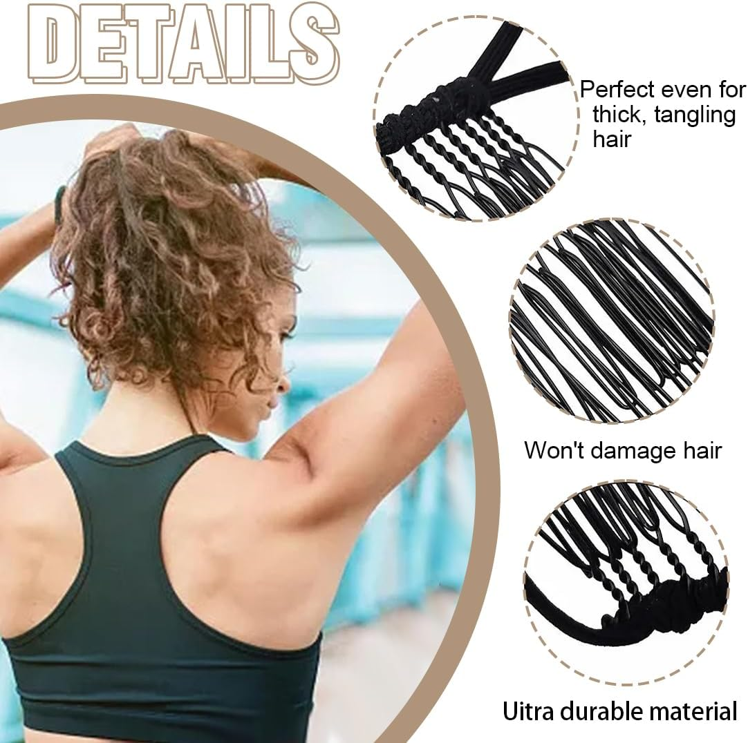 BQRKOTM Banana Clip Double Comb Stretchy Banana Clip Hair 30 Tooth Banana Hair Clips Women for Thick Wavy Kinky Natural Curly Hair (Black) image number 3