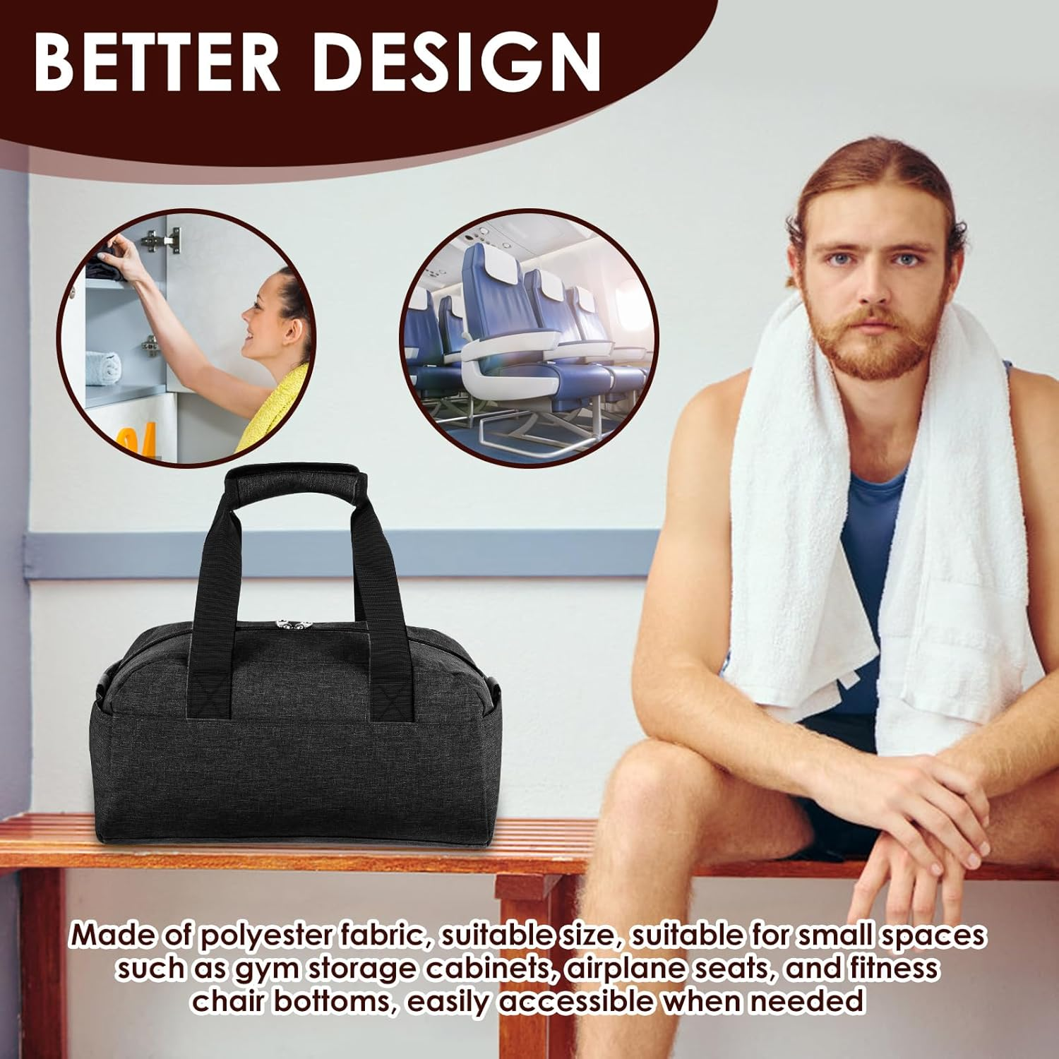 Polyester Small Gym Bag, Sport Duffle Bag Multiple Pocket Mini Luggage Bags with Shoulder Strap Easy to Access Small Gym Handbag for Fitness Workout, Travel, Dance, Ballet, Swim(Grey) image number 4