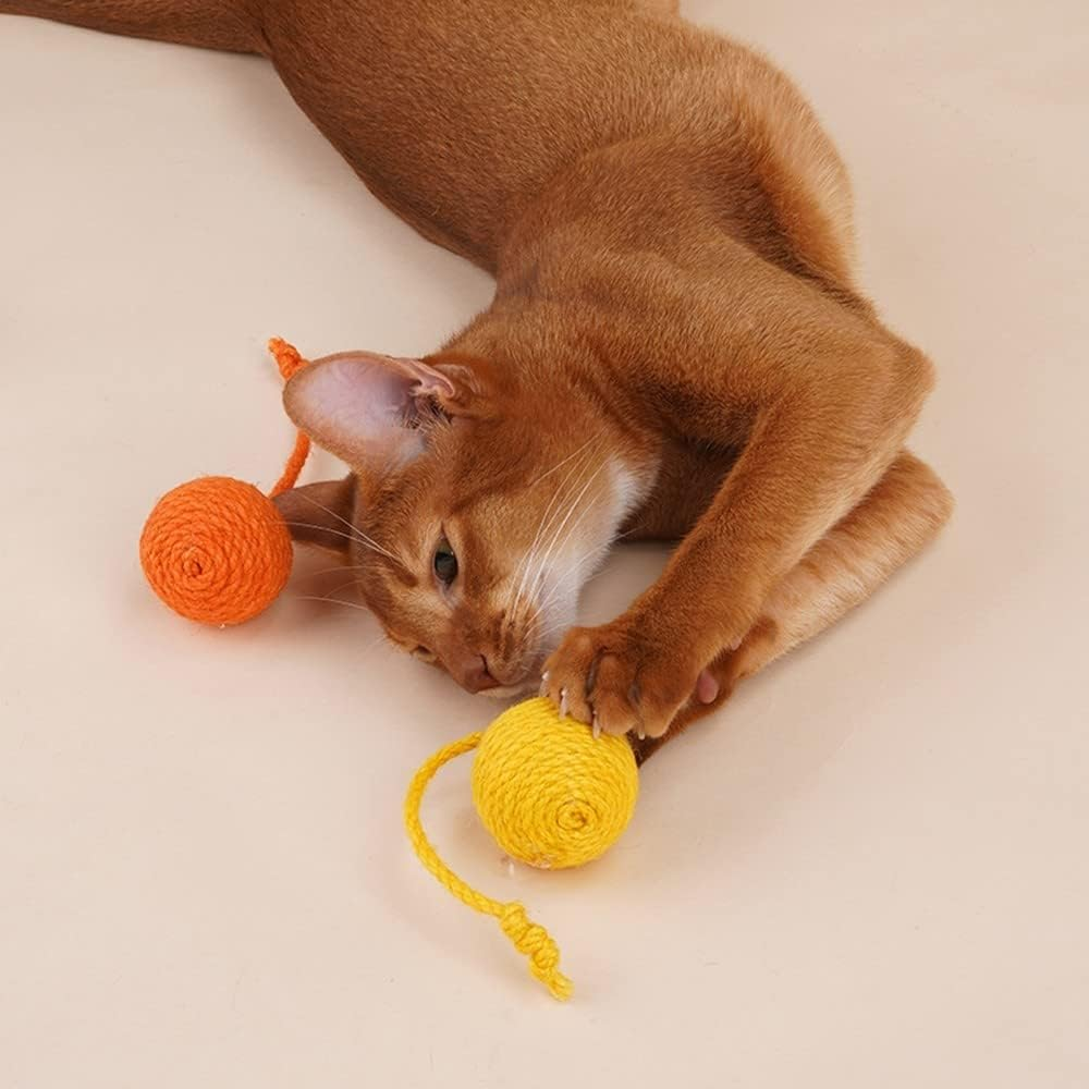 Mioyoow Cat Sisal Ball, Interactive Kitten Ball Toy, Environmentally Friendly Cat Sisal Ball for Pets, Cats Playing image number 2