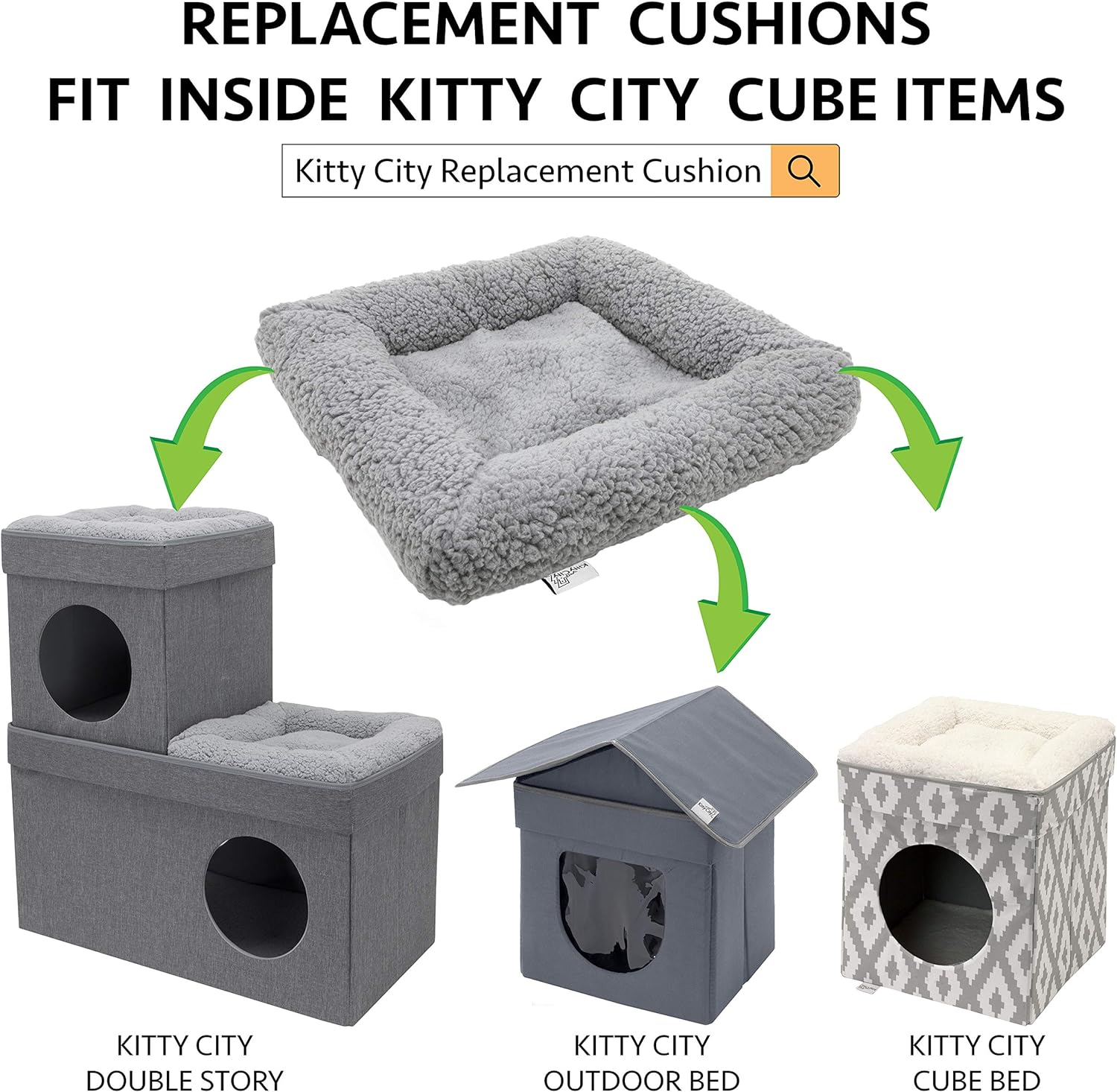 Kitty City Large Cat Cube Replacement Comfy Bed