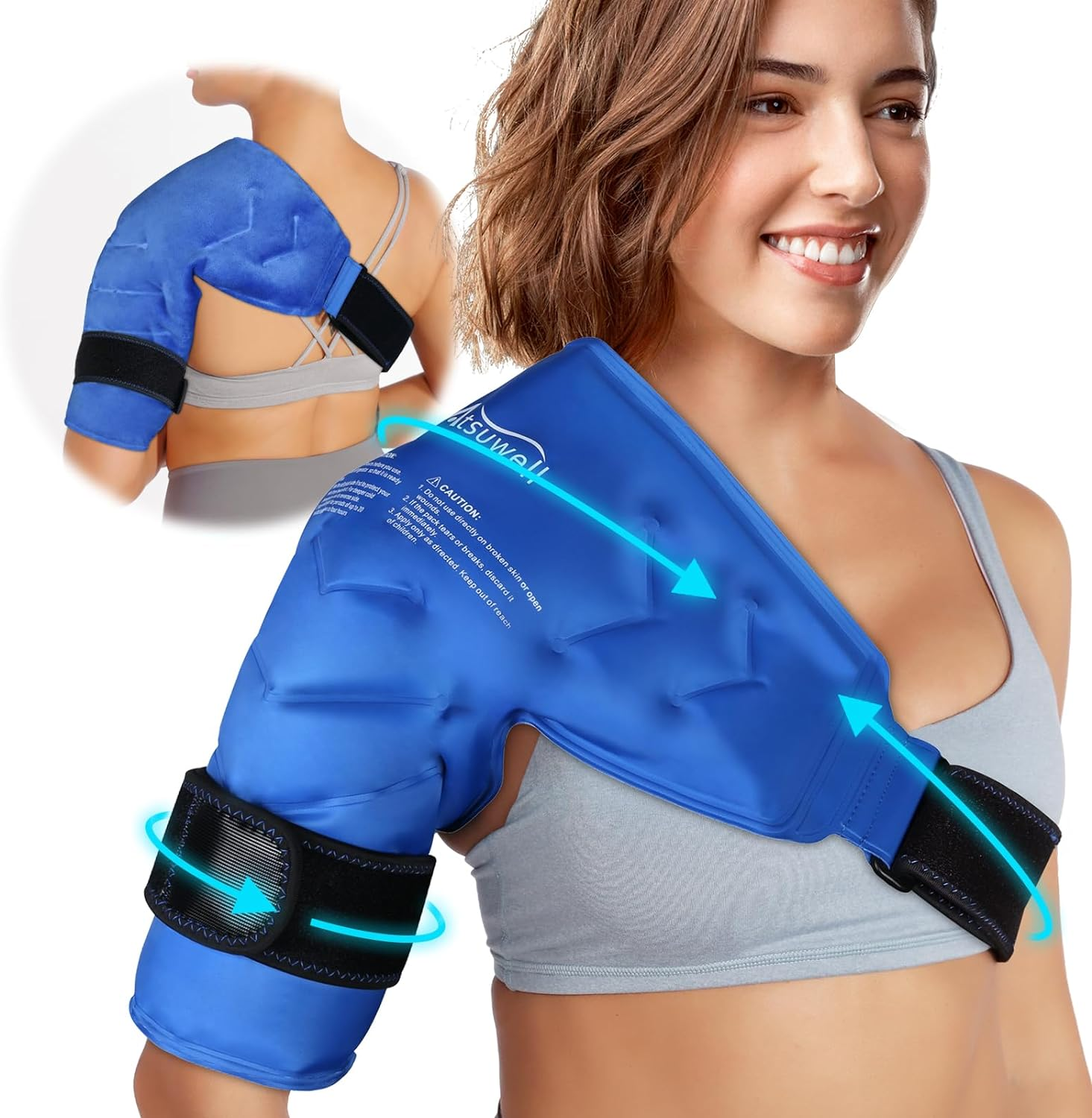 Atsuwell Shoulder Ice Pack Rotator Cuff Cold Therapy, Reusable Gel Ice Wrap for Shoulder Injuries & Pain Relief, Bursitis, Tendonitis, Swelling, Recovery for Man and Women Black image number 1